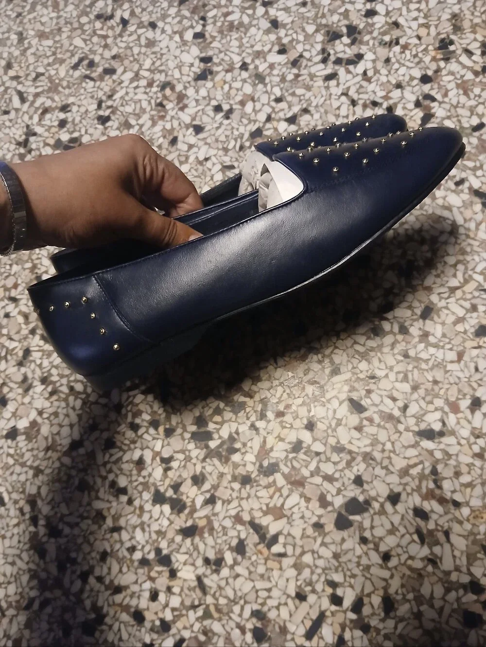 NIB Vintage G Wiz Navy Blue Studed Leather Loafers Flats 90's  Size 9